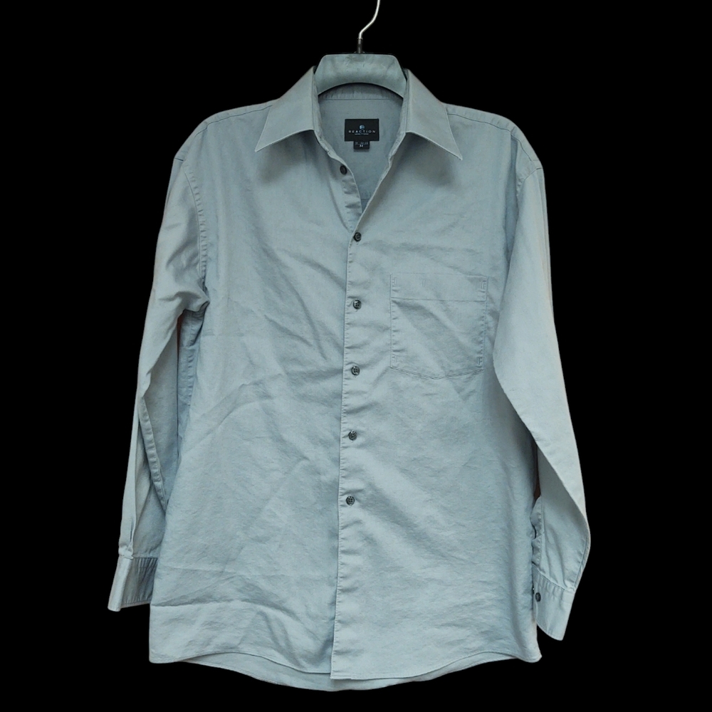 EUC Kenneth Cole REACTION Men's Gray Button-Up Shirt Size M 15/32-33
